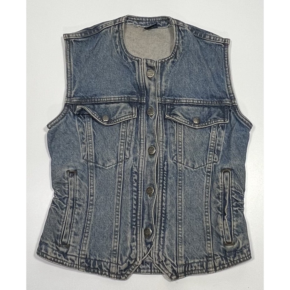 Biker‎ Blues Harley Davidson Denim Vest Women's Size XS